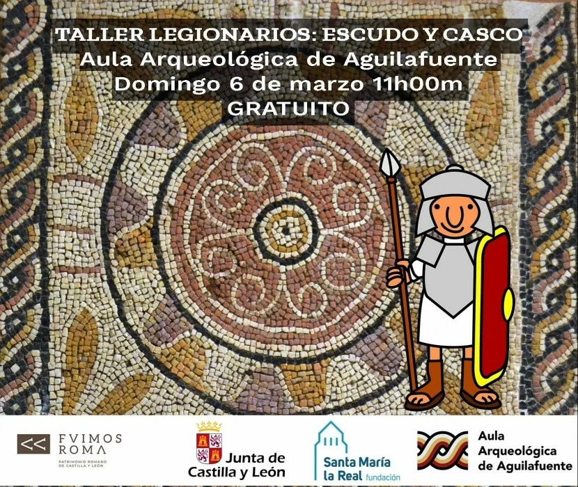 Taller Legionarios: escudo y casco. Aula Arqueológica de Aguilafuente