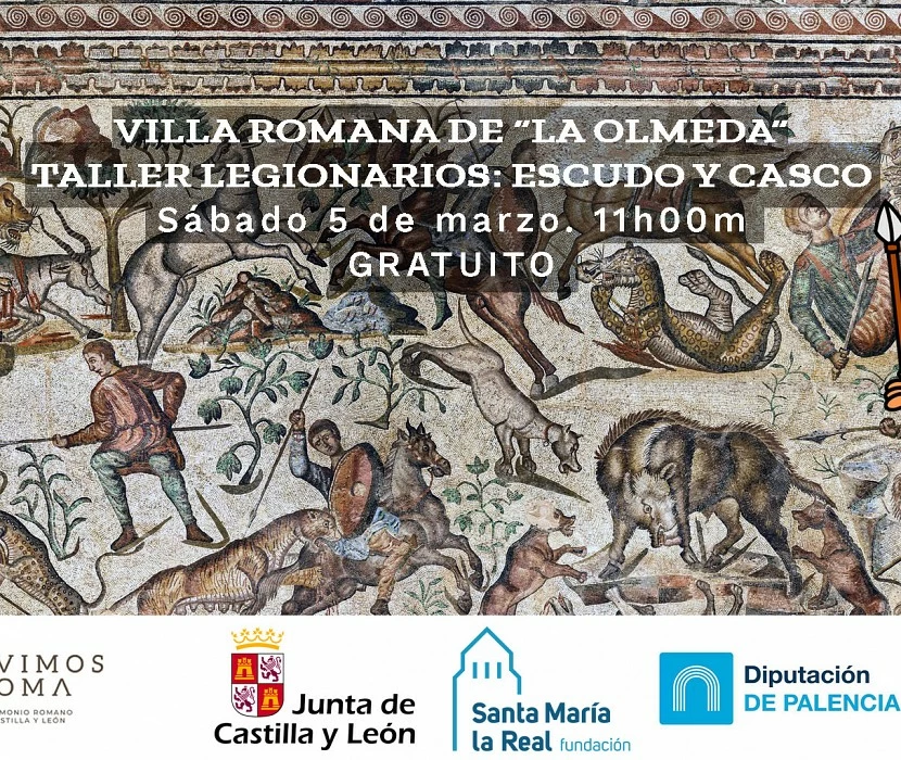 Taller Legionarios: escudo y casco. Villa romana de La Olmeda. Sábado 5 de marzo